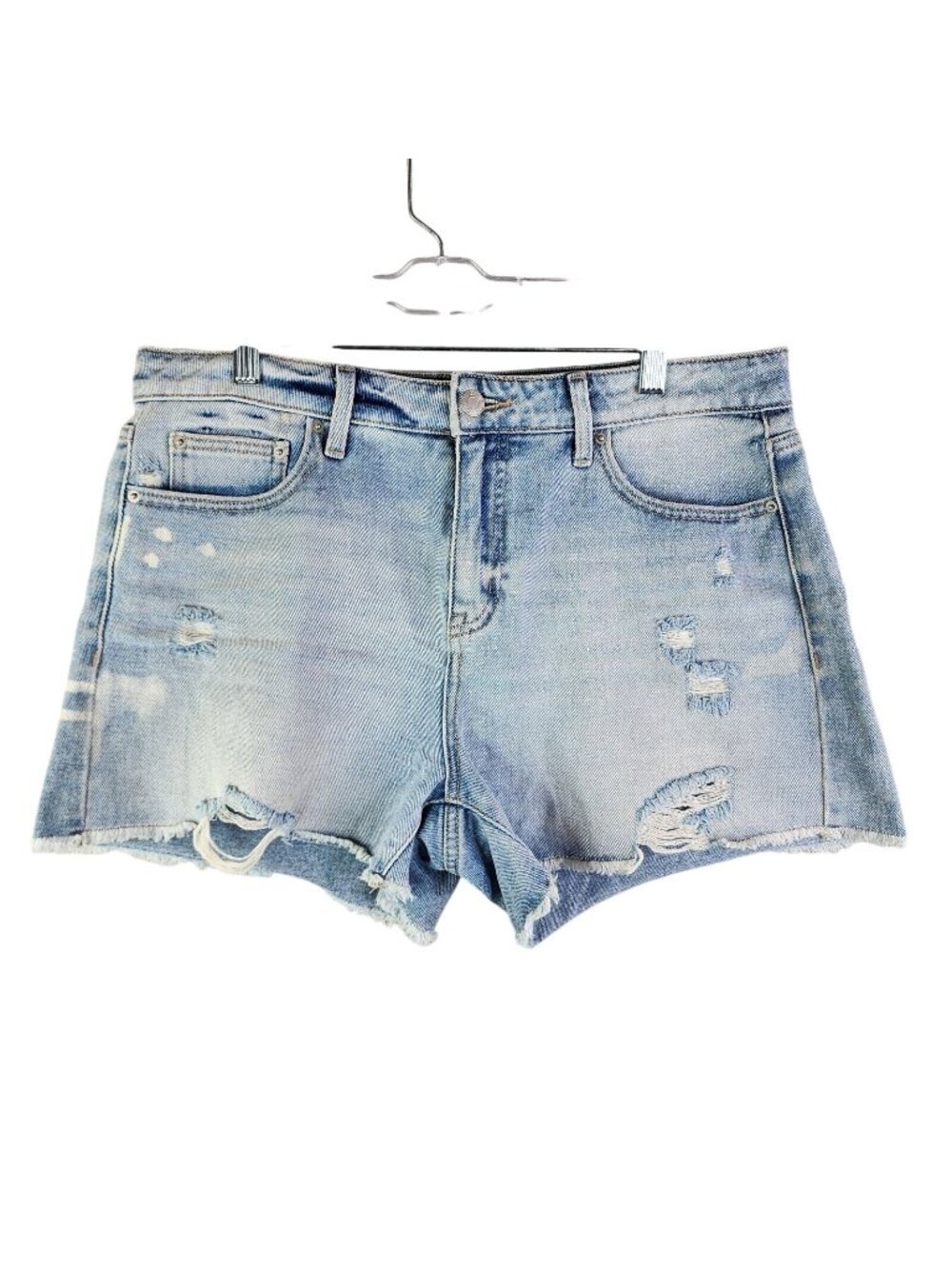 Womens Time & Tru Distressed Blue Denim Cut Off Shorts 3.5" Inseam High Rise 10